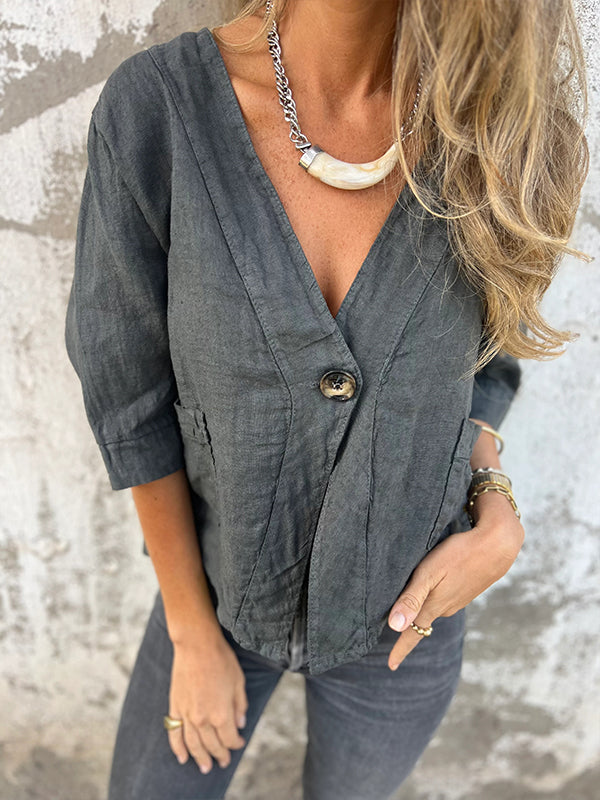NOUVEAU🔥 Chemise en lin à poche