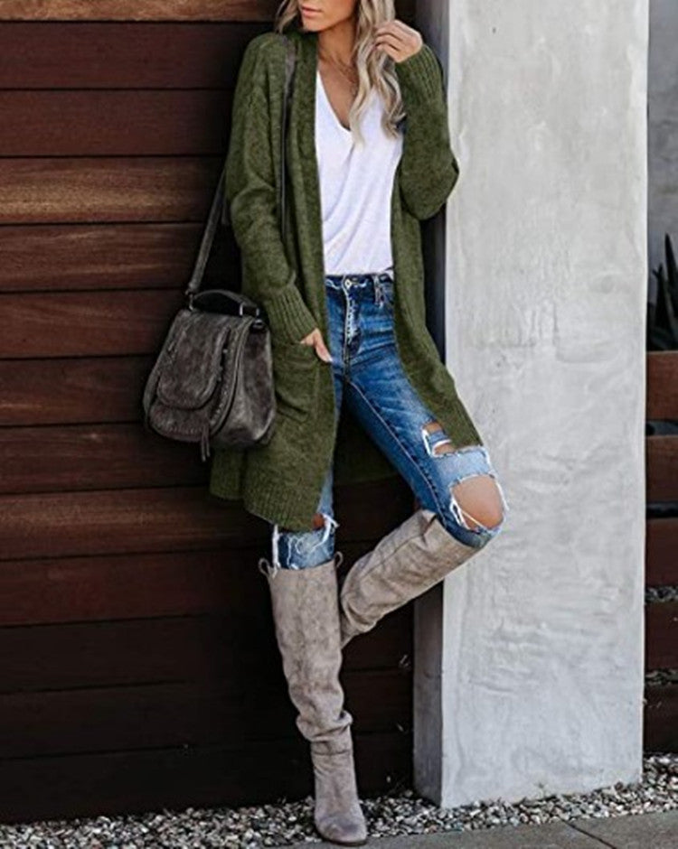 🔥Plus que 36 articles en stock - Gilet décontracté surdimensionné en maille avec poches pour femme