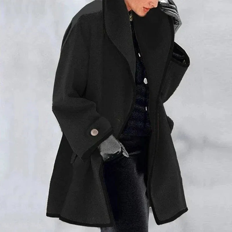 Lässiger Oversize-Kapuzenmantel für Damen mit Knöpfen