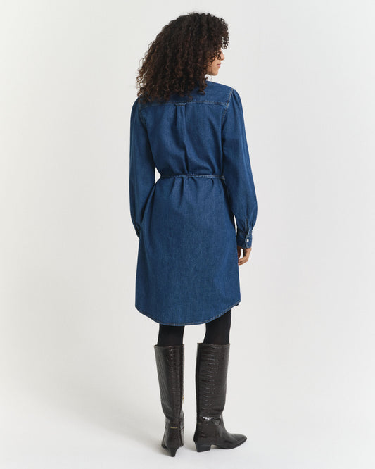 Puff Sleeve Denim Dress