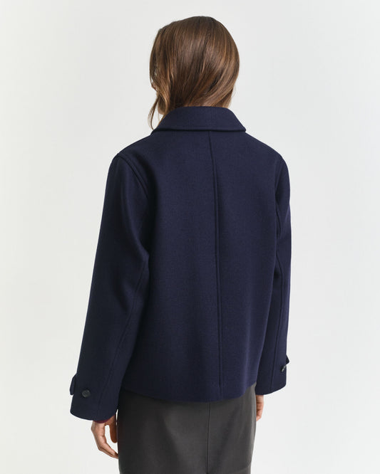 Wool Blend Short Car Coat