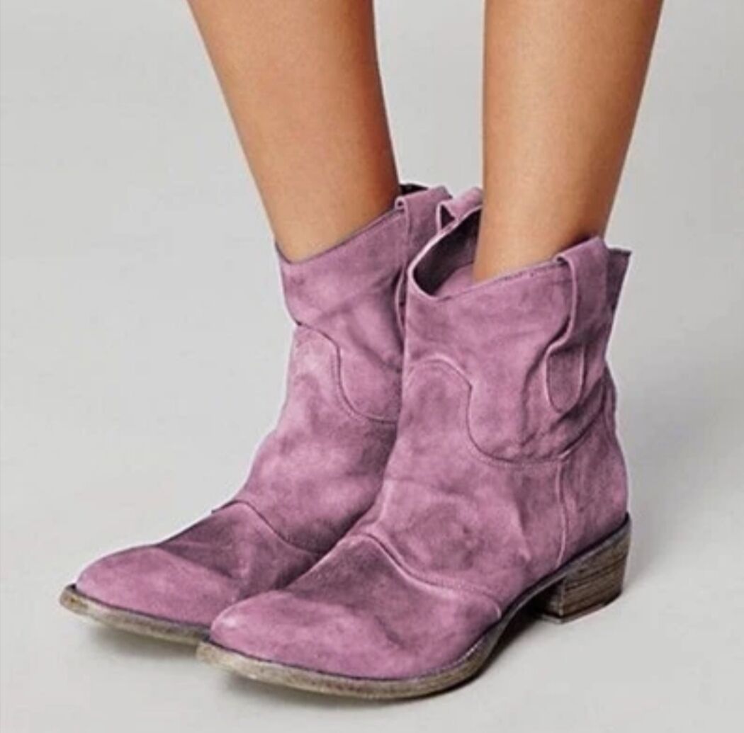 Damen Retro-Lederschuhe mit niedrigem Absatz
