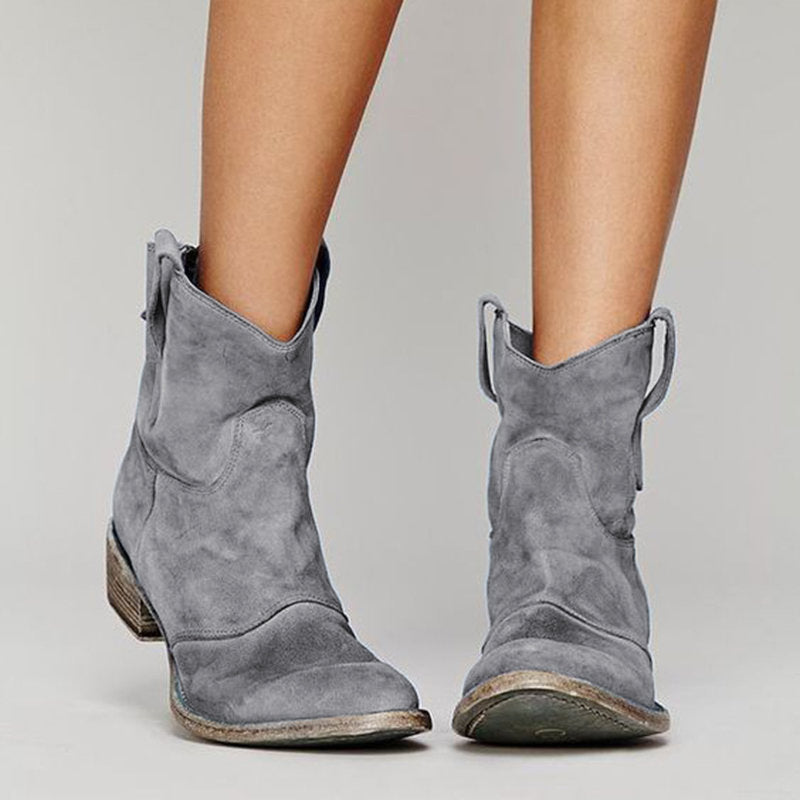 Damen Retro-Lederschuhe mit niedrigem Absatz