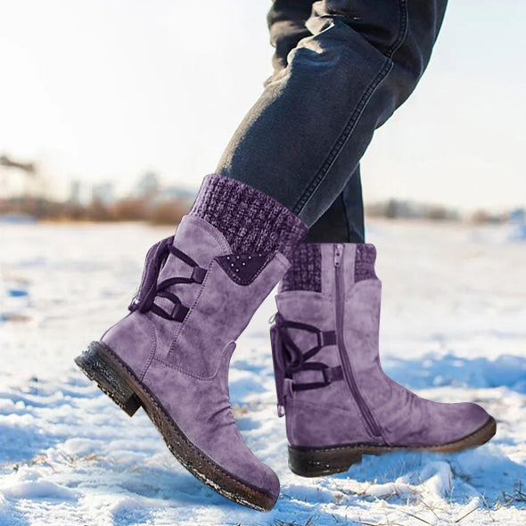 Bottes de Neige Chaudes à Lacets Arrière pour Femme