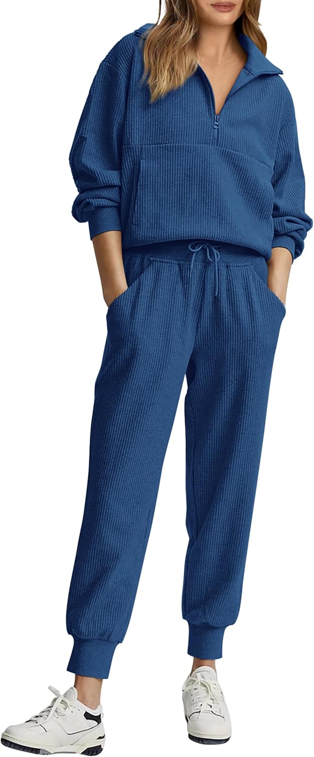 NEU 🔥 Zweiteiliges Damen-Set aus Baumwolle: Oversized-Sweatshirt mit Kordelzug und weite Sweatpants im Casual-Stil