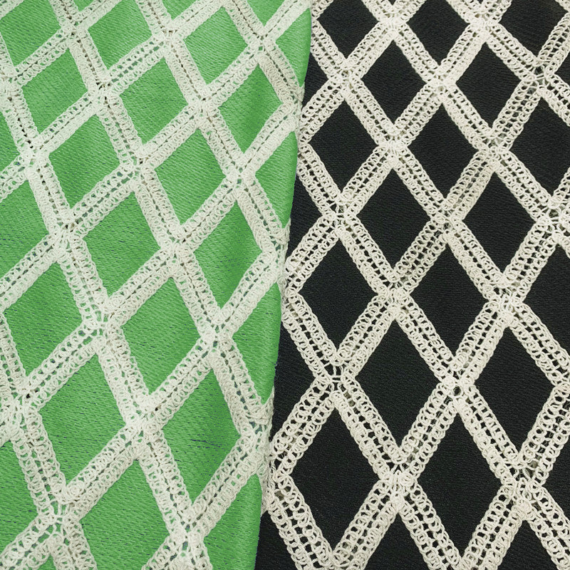 NOUVEAU🔥 Robe-chemise col en V ajourée en dentelle à carreaux diamant
