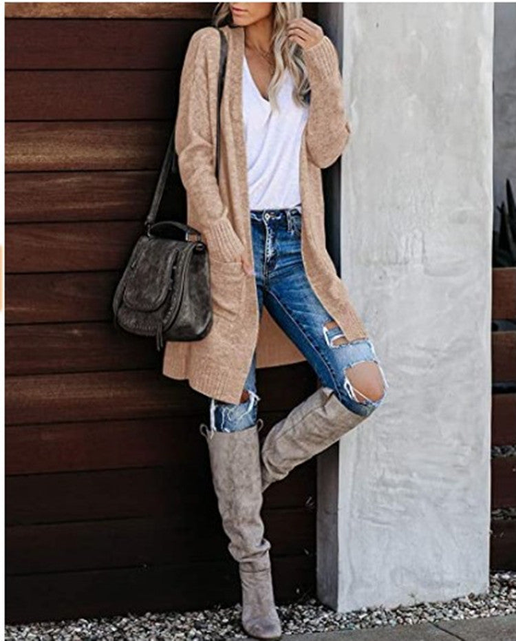 🔥Plus que 36 articles en stock - Gilet décontracté surdimensionné en maille avec poches pour femme