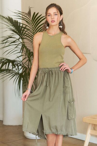 Robe lavée sans manches à cordon de serrage ADORA