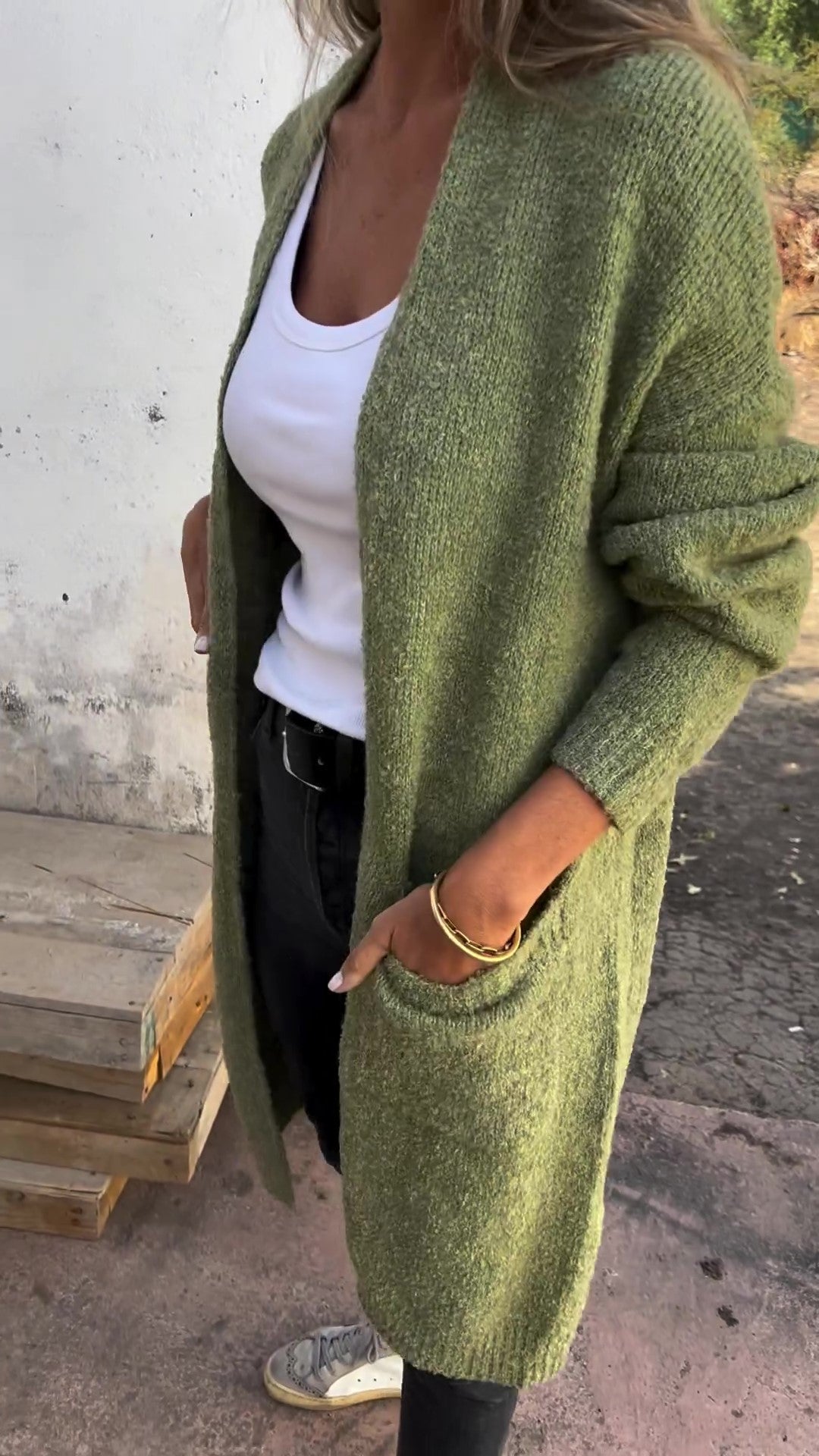 🔥Plus que 36 articles en stock - Gilet décontracté surdimensionné en maille avec poches pour femme