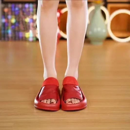 Pantoufles compensées en cuir italien LetcloTM pour femme