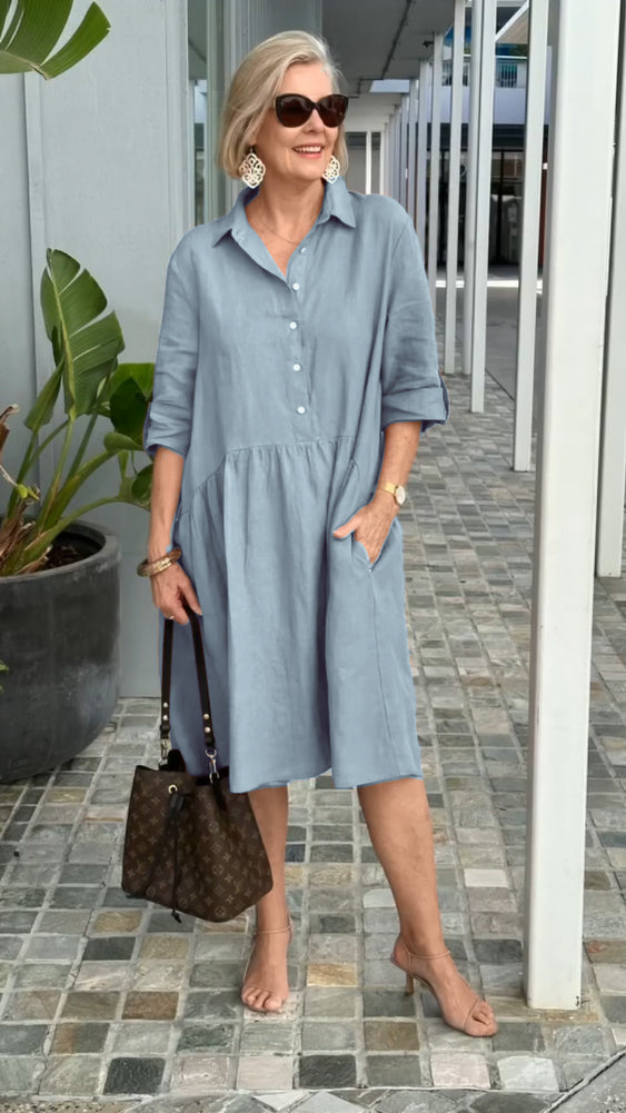 🎉🔥DERNIER JOUR -50%🔥 Nouvelle robe décontractée en coton et lin pour femme