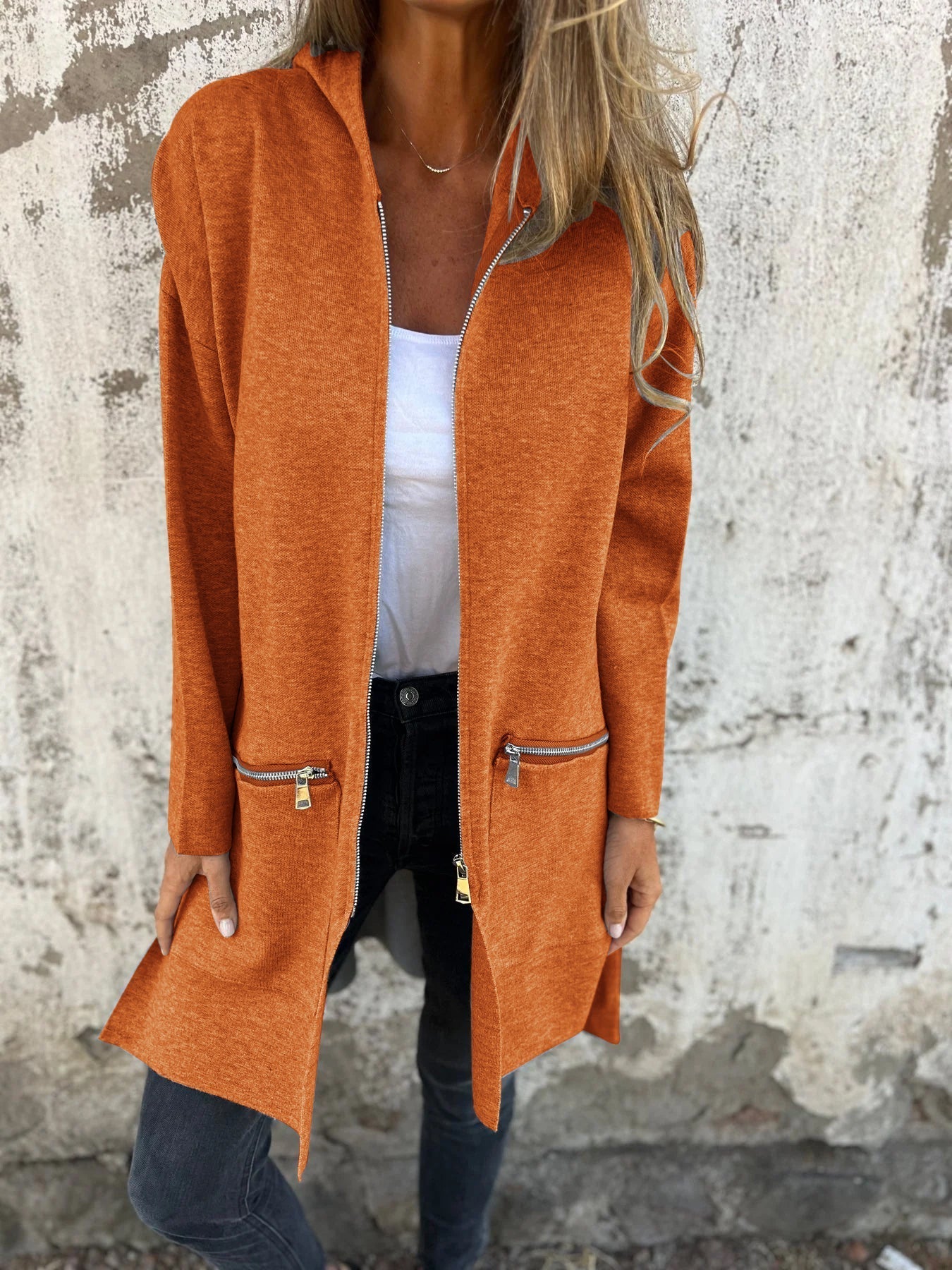 RÄUMUNGSVERKAUF🔥 Kapuzenjacke mit Reißverschluss und langen Ärmeln