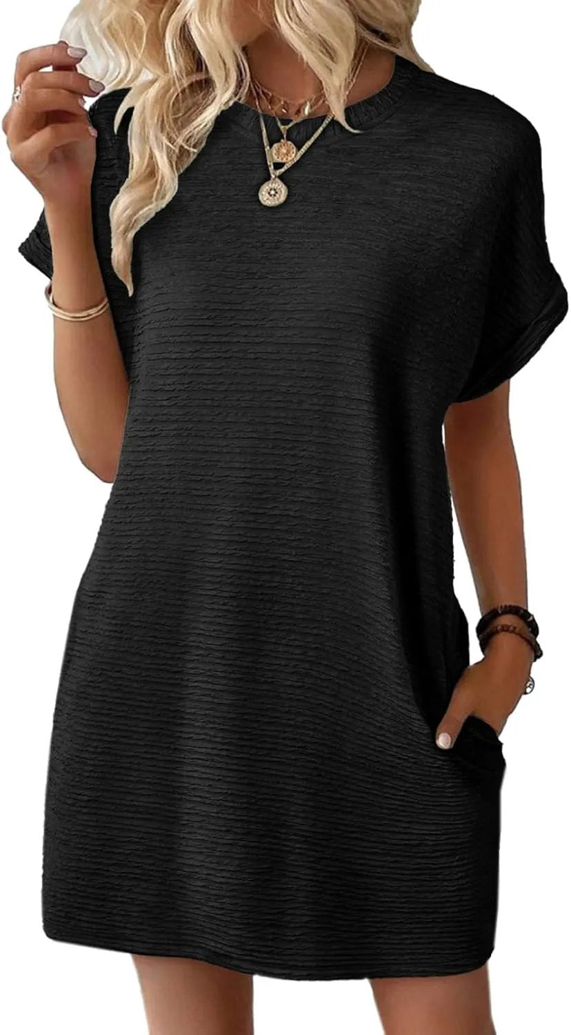 Robe d'été légère 2025 pour femme, à manches courtes, avec poches