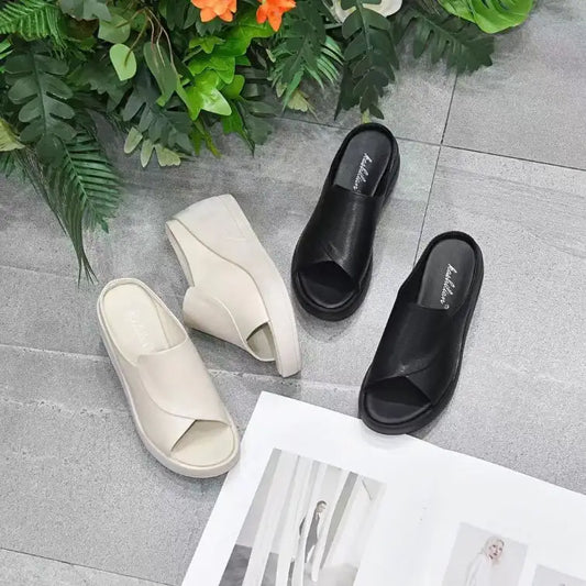 Chaussons à plateforme souples en cuir italien LetcloTM pour femme