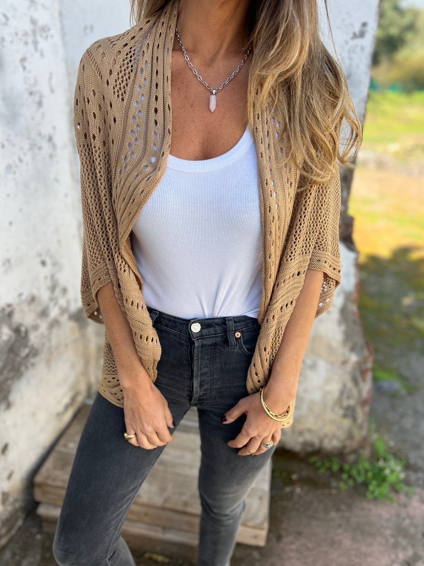 LIQUIDATION🔥Gilet femme creux demi-manches