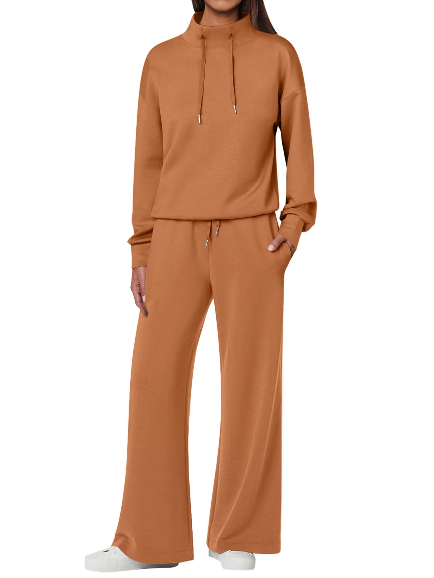 NEU 🔥 Damen Baumwolle Zweiteiler Oversized Kapuzenpullover Weite Beine Jogginghose Lässiges Set