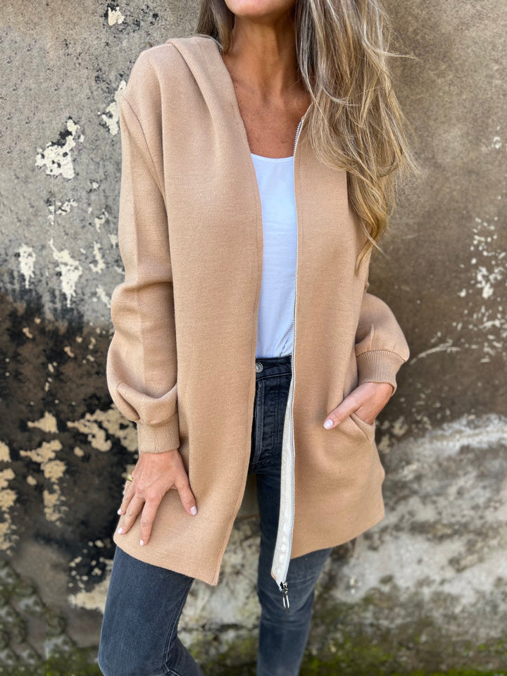 RÄUMUNGSVERKAUF🔥 Rundhals-Reißverschlussjacke mit langen Ärmeln und legerem Schnitt