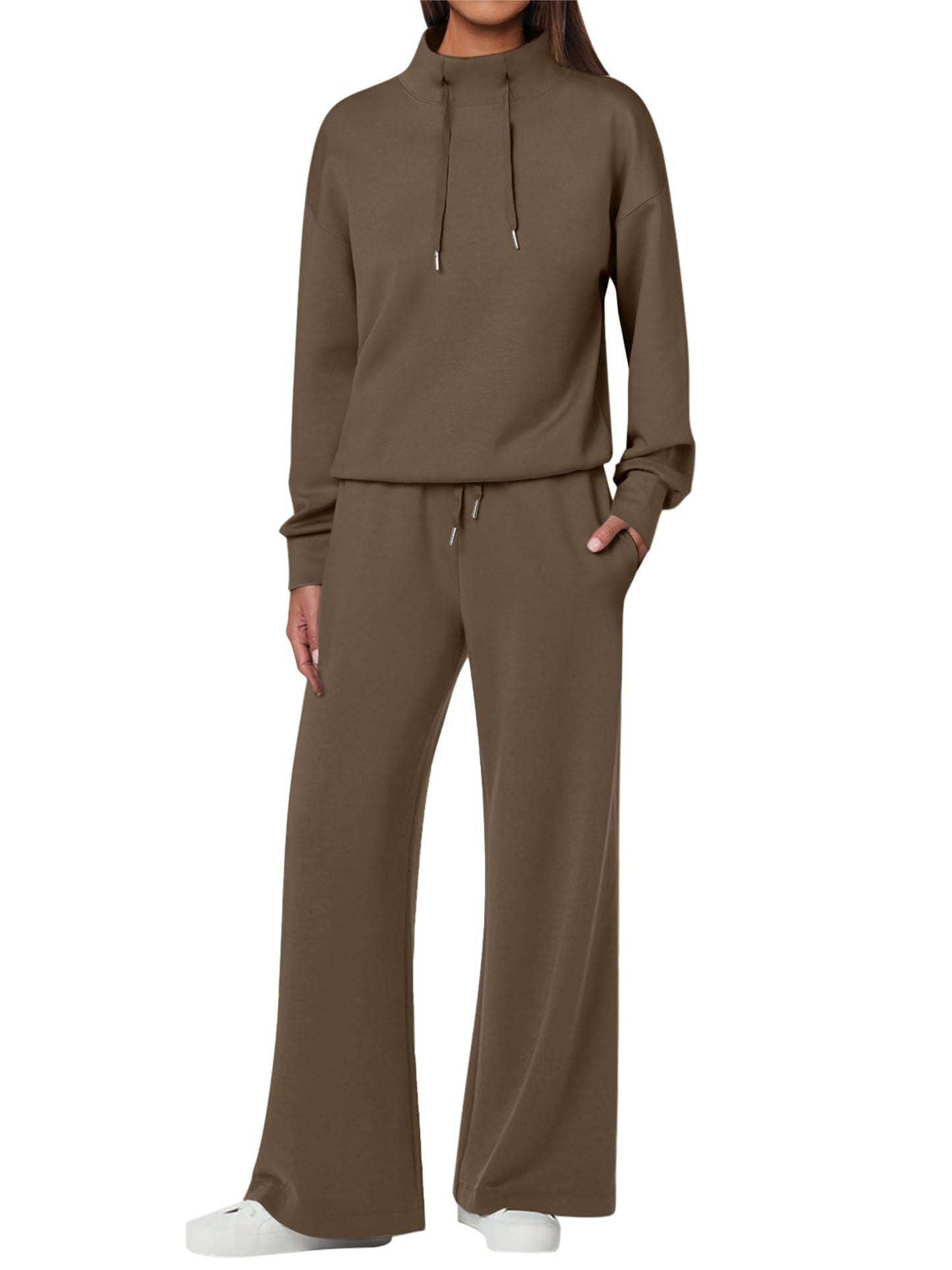 NEU 🔥 Damen Baumwolle Zweiteiler Oversized Kapuzenpullover Weite Beine Jogginghose Lässiges Set