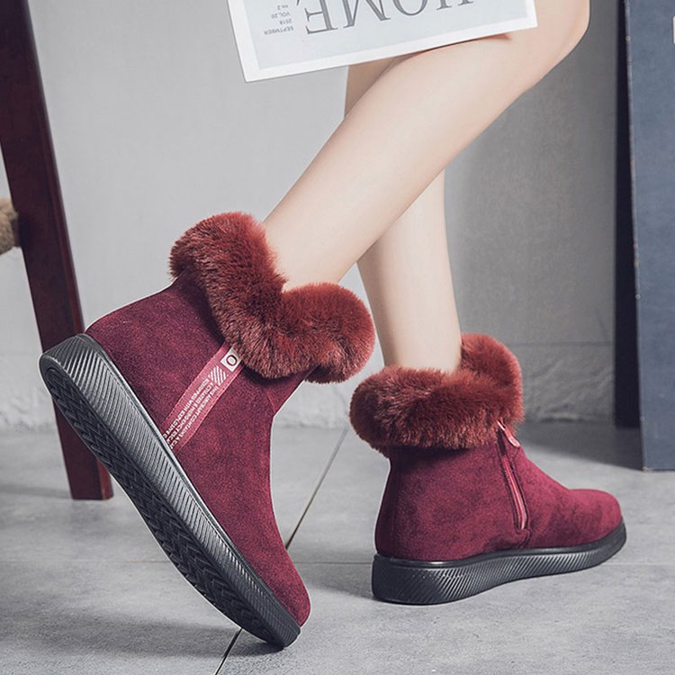 Damen Plüsch-Skistiefel mit seitlichem Reißverschluss