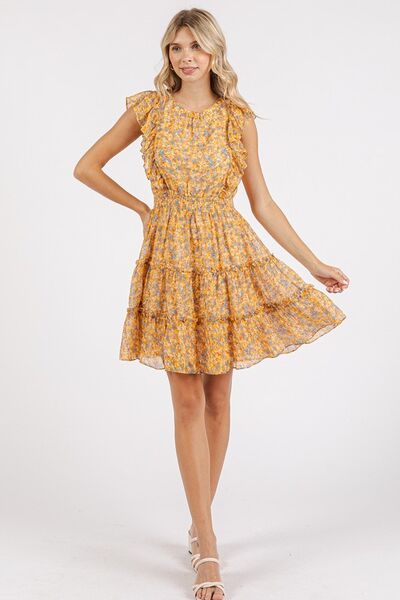 Mini-robe en mousseline de soie à volants et imprimé fleuri Mittoshop