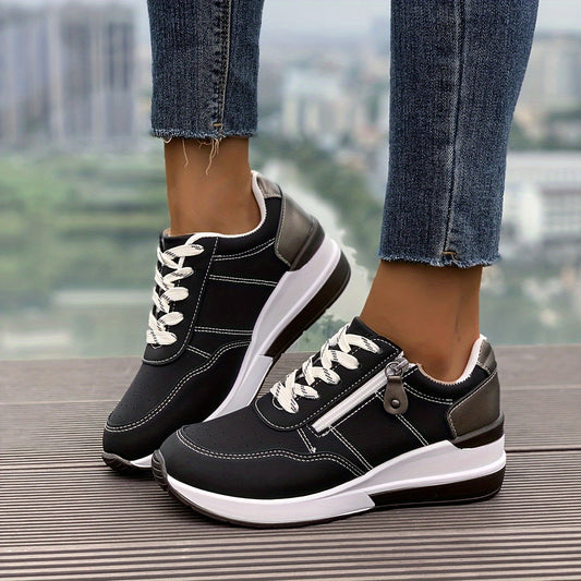 🔥Dernière promotion : 60 % de réduction – Baskets orthopédiques confortables pour femme, à semelle épaisse et fermeture éclair latérale