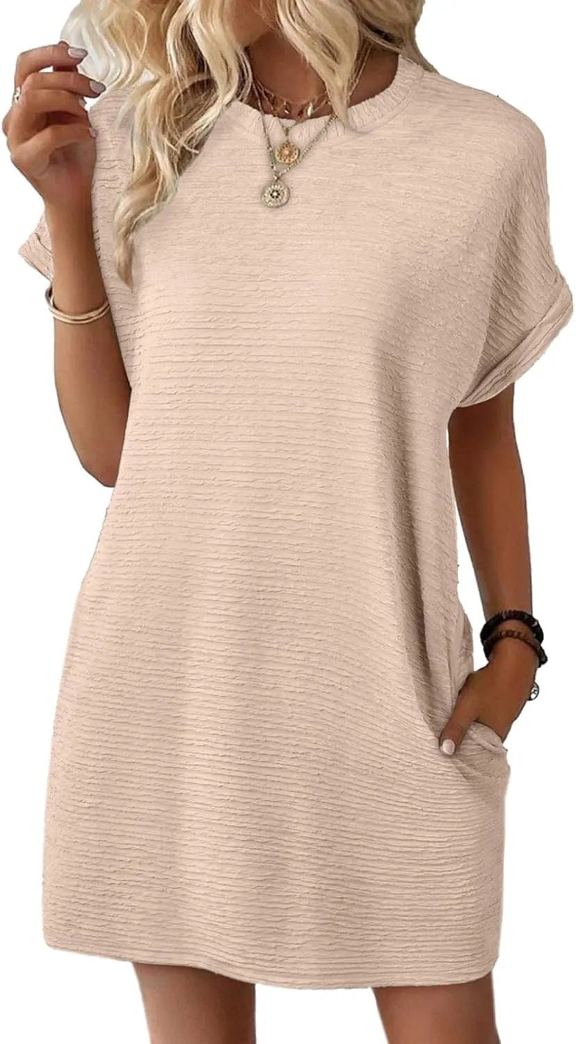 Robe d'été légère 2025 pour femme, à manches courtes, avec poches