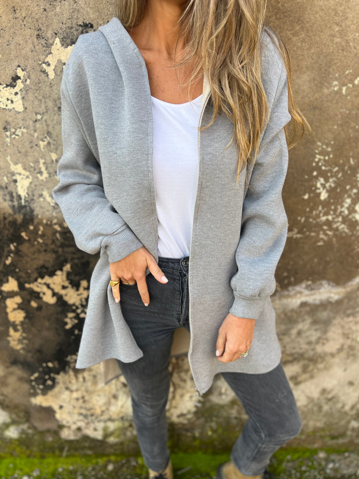 RÄUMUNGSVERKAUF🔥 Rundhals-Reißverschlussjacke mit langen Ärmeln und legerem Schnitt