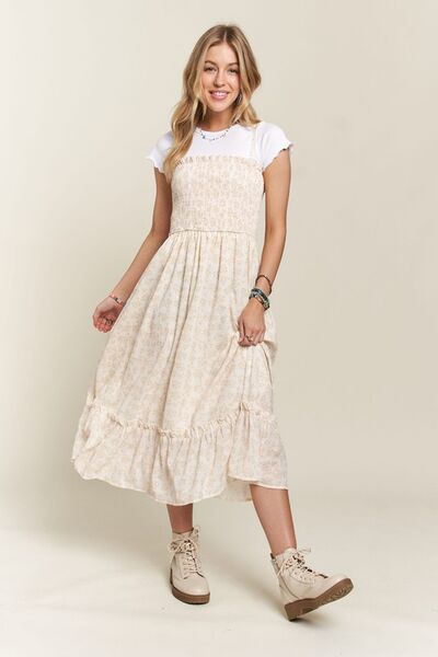 ADORA Gesmoktes geblümtes Camisole-Kleid mit Rüschensaum