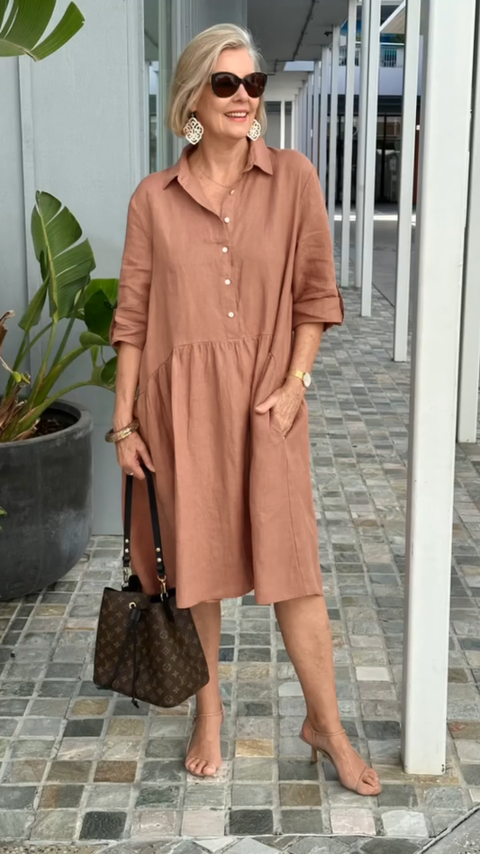 🎉🔥DERNIER JOUR -50%🔥 Nouvelle robe décontractée en coton et lin pour femme