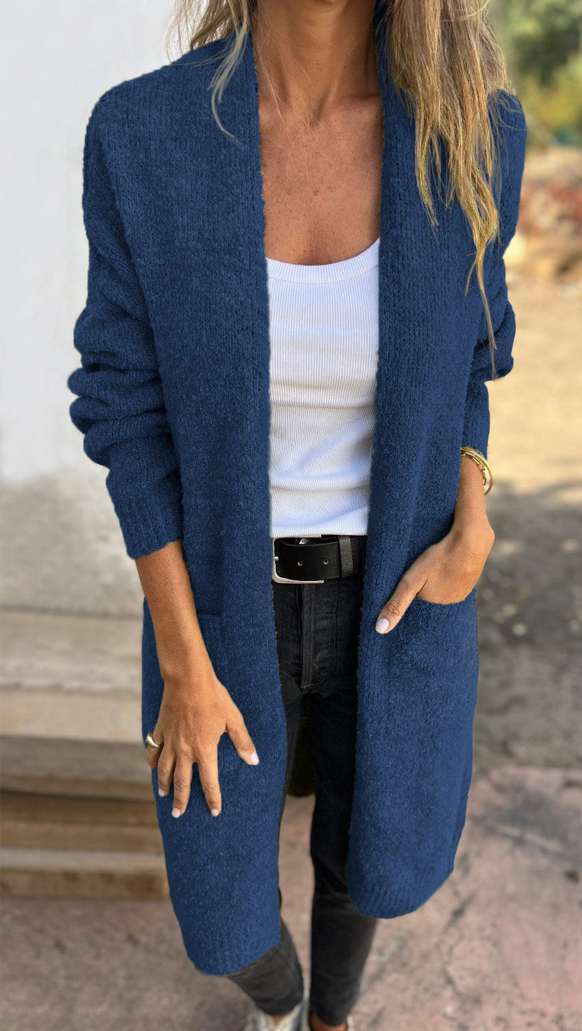 🔥Plus que 36 articles en stock - Gilet décontracté surdimensionné en maille avec poches pour femme