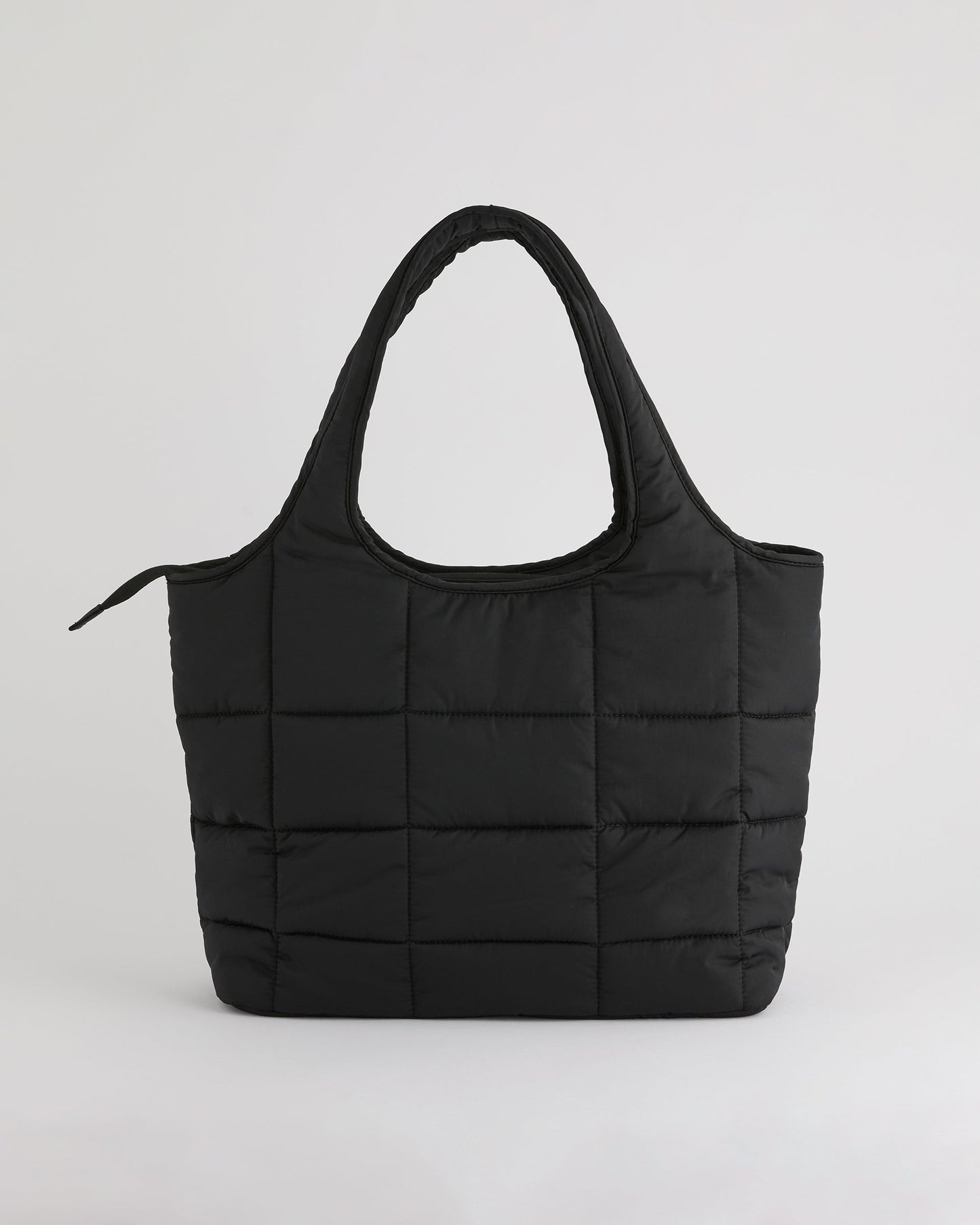 Quilted Nylon Shoulder Bag - Black