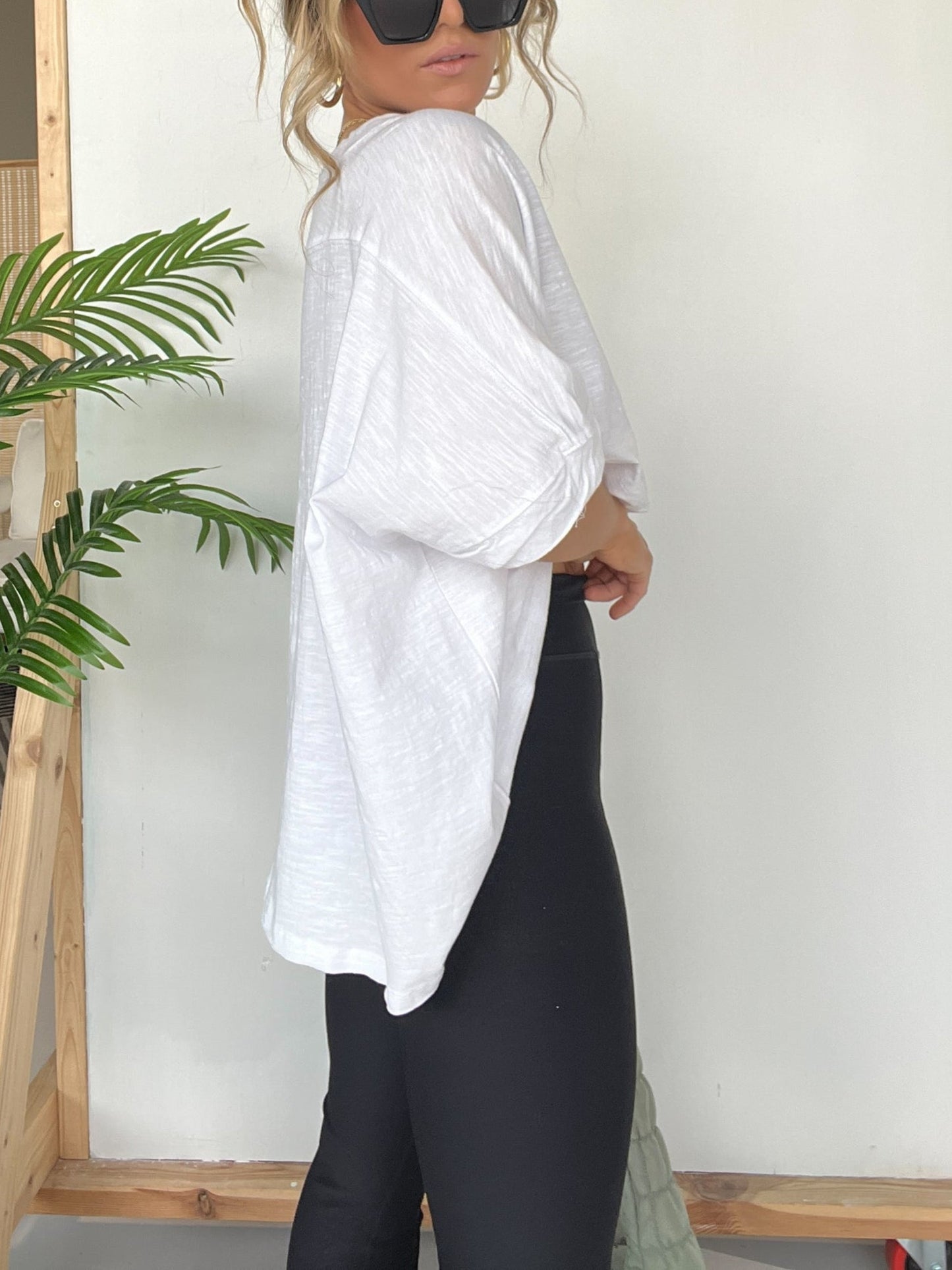 Damen Oversized T-Shirt mit Rundhalsausschnitt in Unifarbe