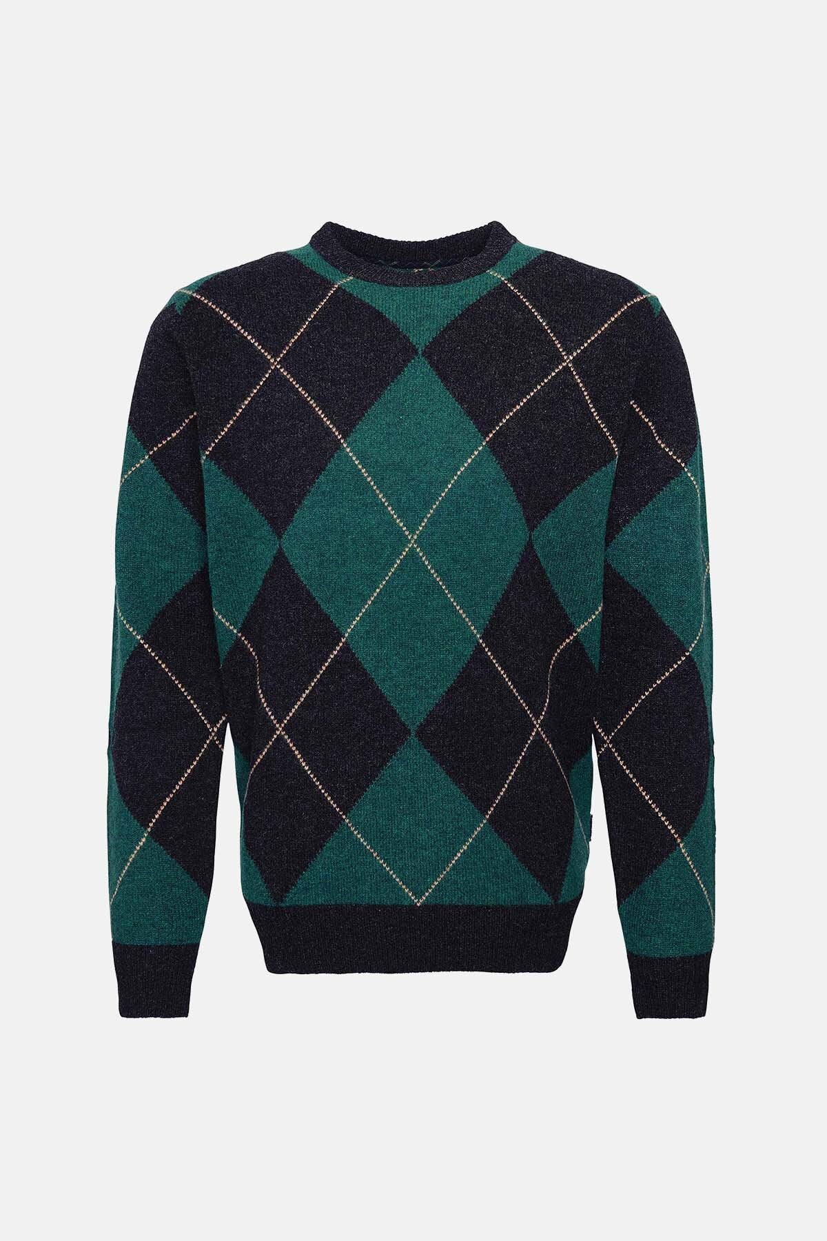 Sutherwell Argyle Crew Neck Jumper - BLACK
