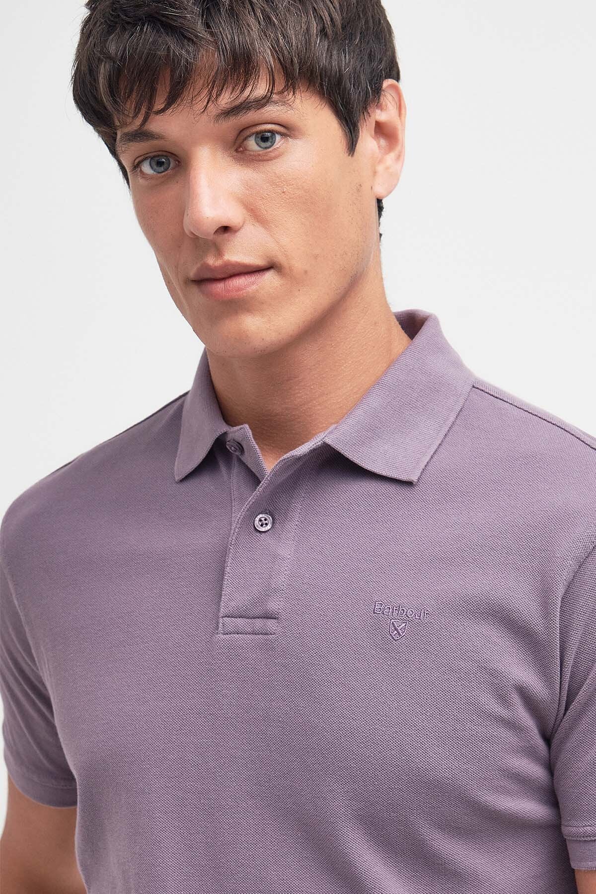 Washed-Out Sports Polo Shirt - PURPLE SLATE
