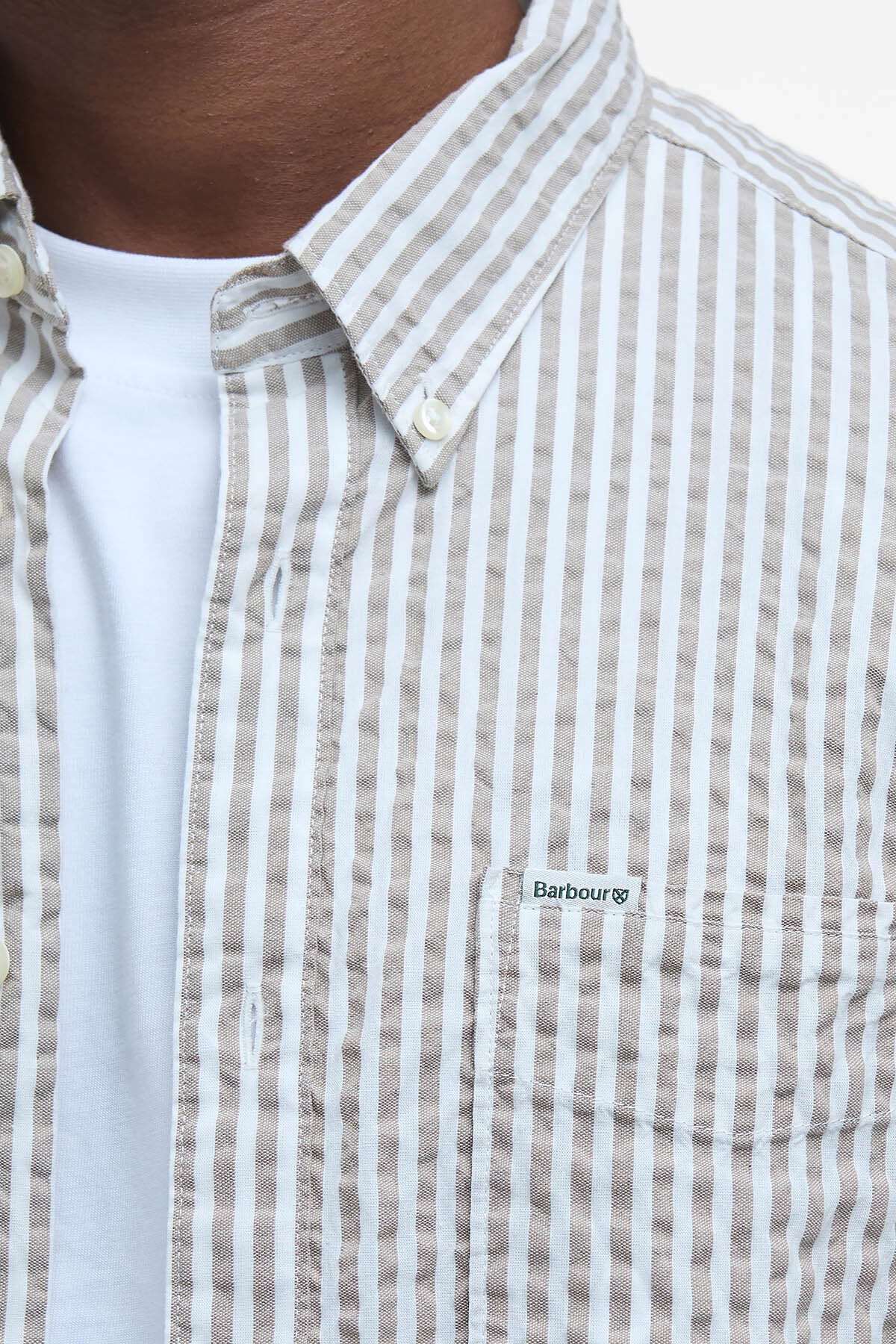 Cresswell Seersucker Regular Short-Sleeved Shirt - STONE