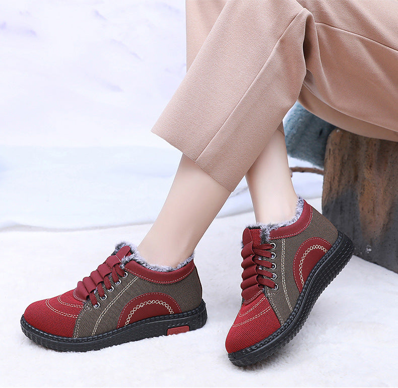 Damen Winter Warme Fleece-gefütterte Rutschfeste Baumwollschuhe mit weicher Sohle