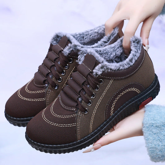 Chaussons d'hiver doublés polaire, chauds, antidérapants et à semelle souple pour femme