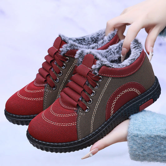 Chaussons d'hiver doublés polaire, chauds, antidérapants et à semelle souple pour femme