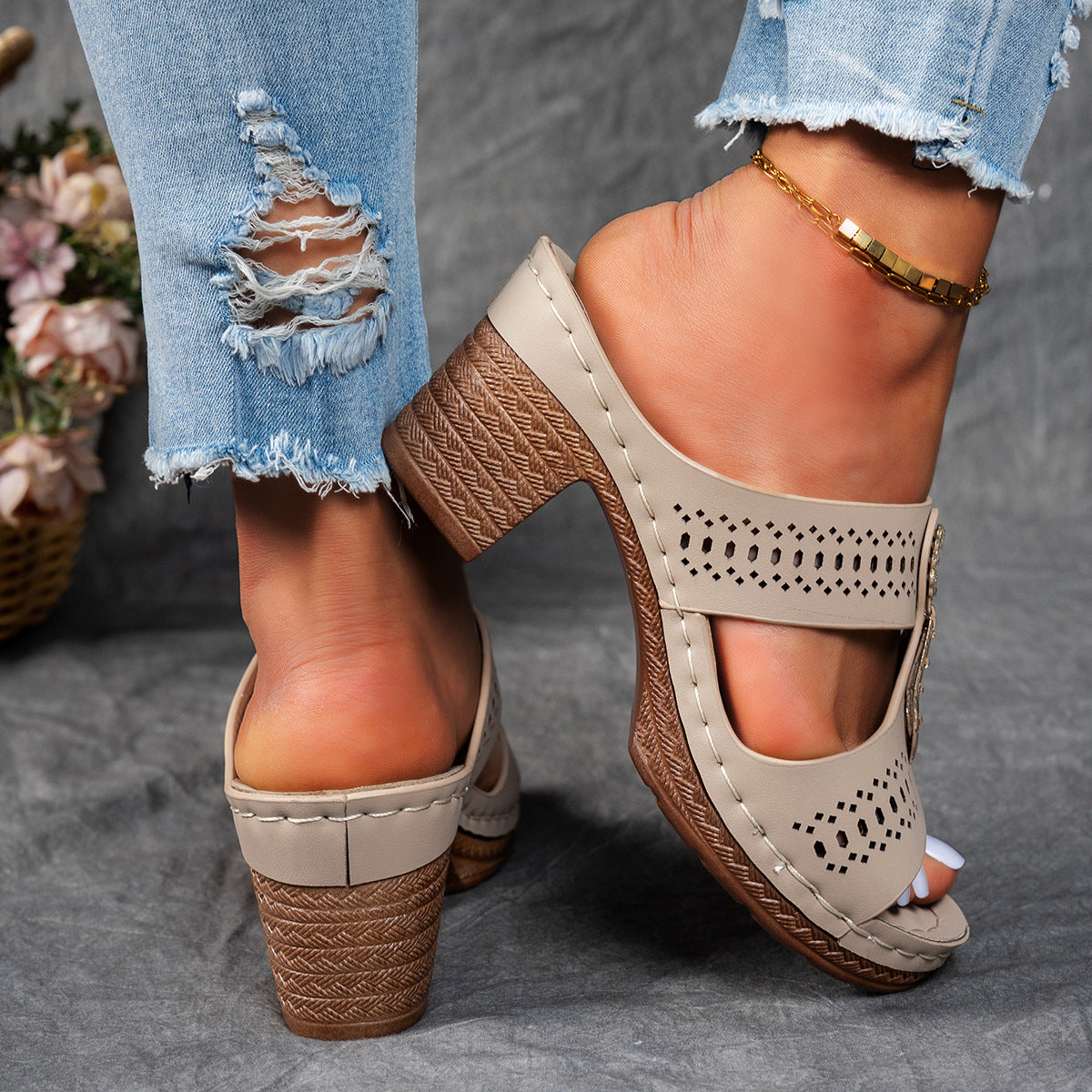 Sandales à talons orthopédiques avec strass