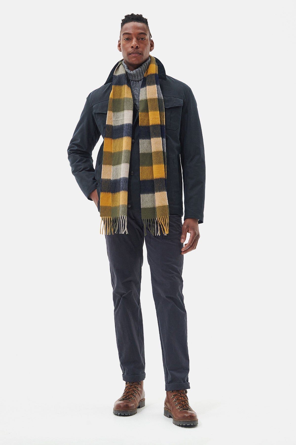 Large Tattersall Scarf - FOREST MIST