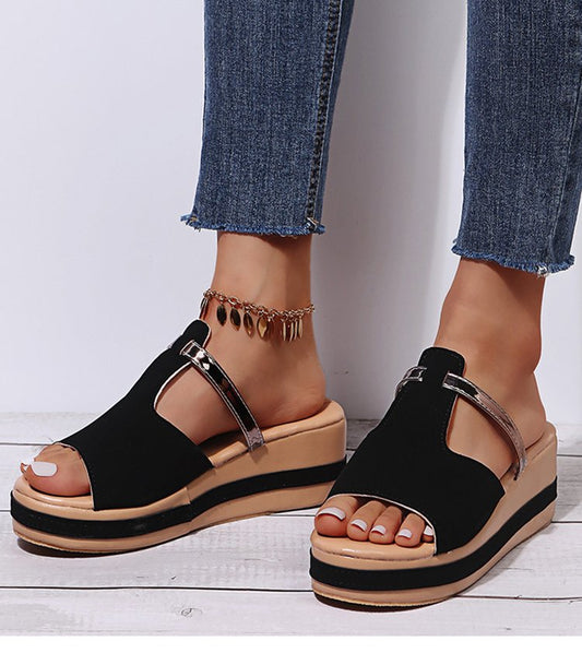 🔥 Dernière journée de promotion -50 % - Sandales orthopédiques compensées en cuir pour femmes