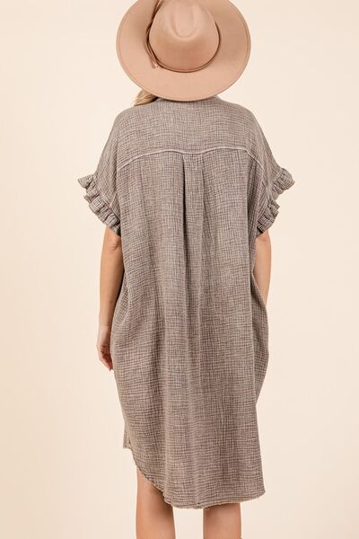 Robe Chemise Courte en Gaze de Coton Délavé Mittoshop