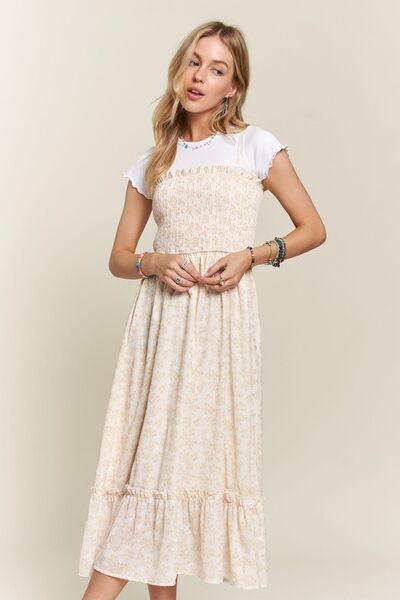 ADORA Gesmoktes geblümtes Camisole-Kleid mit Rüschensaum