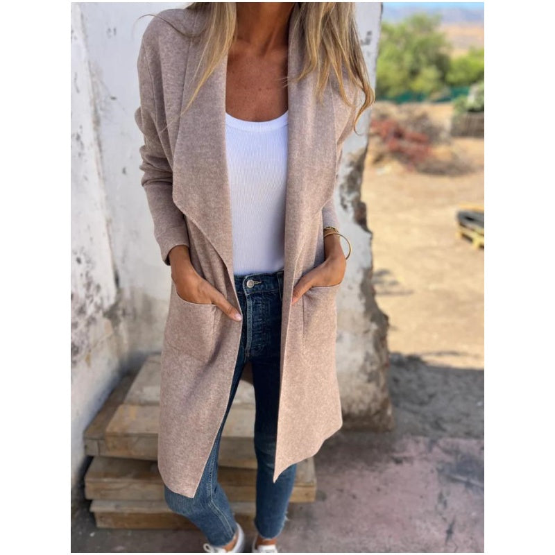 🔥Nur noch 36 Stück auf Lager - Strickjacke mit Reverskragen und langen Ärmeln