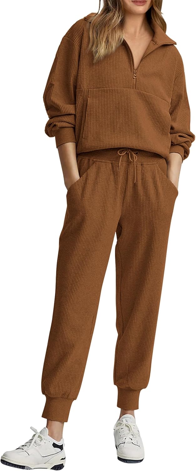 NEU 🔥 Zweiteiliges Damen-Set aus Baumwolle: Oversized-Sweatshirt mit Kordelzug und weite Sweatpants im Casual-Stil
