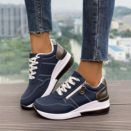 🔥Dernière promotion : 60 % de réduction – Baskets orthopédiques confortables pour femme, à semelle épaisse et fermeture éclair latérale