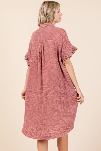 Mittoshop Mineral-Wash-Baumwollgaze-Mini-Hemdkleid