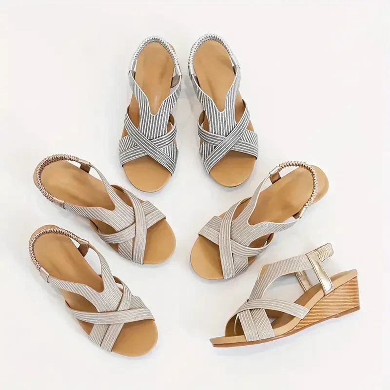 🔥DERNIER JOUR DE PROMOTION -50% - SANDALES ORTHOPÉDIQUES COMPENSÉES EN CUIR POUR FEMME