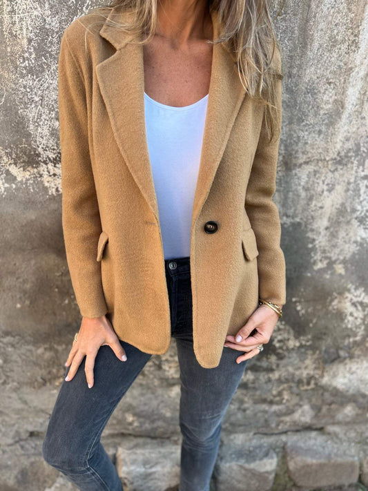 🔥NOUVEAUTÉ- 48 % DE RÉDUCTION- Veste décontractée en coton pour femme à revers et manches longues