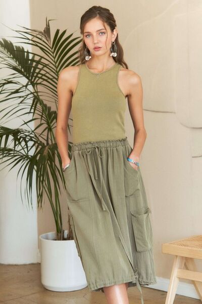 Robe lavée sans manches à cordon de serrage ADORA